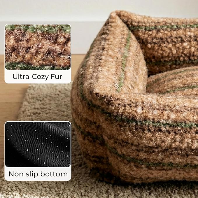 WESTERN HOME WH Dog Bed Medium Size Dogs - Washable Medium Dog Bed, High Back Support Pet Sofa with Sides, Soft Pet Beds with Anti Slip Bottom, 30inch, Brown