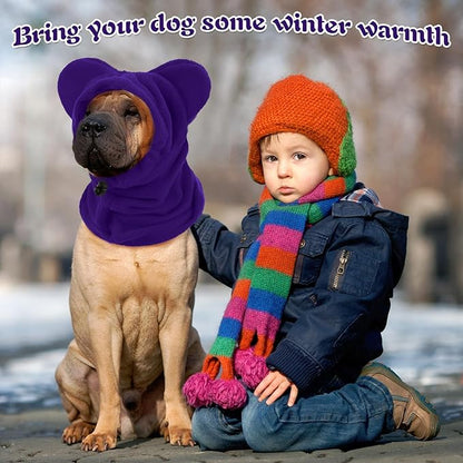 Clysee Winter Dog Hats Quiet Ears for Dogs Ear Muffs Pet Neck Warmer Scarf Hoodie Noise Protection Cover Beanie Head Wrap Costume for Pet Dog Cats(Purple,M)