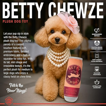 Chomp Haus Betty Chewze – Luxurious Plush Dog Toy with Squeaker, Premium Fabric, Embroidered Details, Designer-Inspired Chew Toy, Fun Gift for Medium to Large Dogs & Dog Lovers