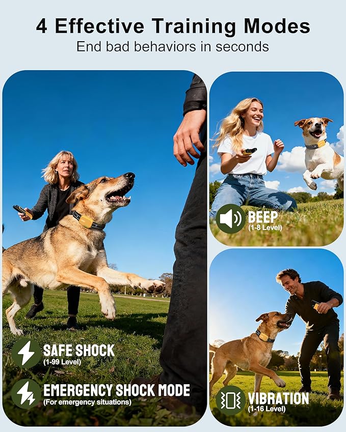 Jugbow Dog Shock Collar - 4200FT Dog Training Collar with Remote, IPX8 Waterproof Electric Dog Collar with 4 Training Modes, Security Lock, Rechargeable eCollar for 10-120lbs Dogs