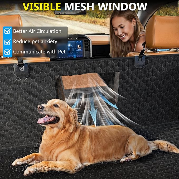 DIAMOOKY Truck Back Seat Extender for Dogs, Upgraded Waterproof Pet Seat Cover with Door Protection, Hard Bottom, Holds 420lbs, Dog Hammock for F150/Silverado 1500/GMC Sierra 1500/RAM 1500/Titan