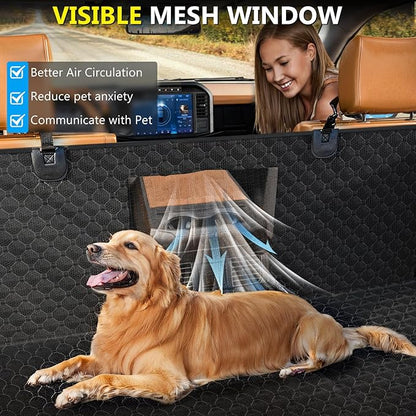 DIAMOOKY Truck Back Seat Extender for Dogs, Upgraded Waterproof Pet Seat Cover with Door Protection, Hard Bottom, Holds 420lbs, Dog Hammock for F150/Silverado 1500/GMC Sierra 1500/RAM 1500/Titan