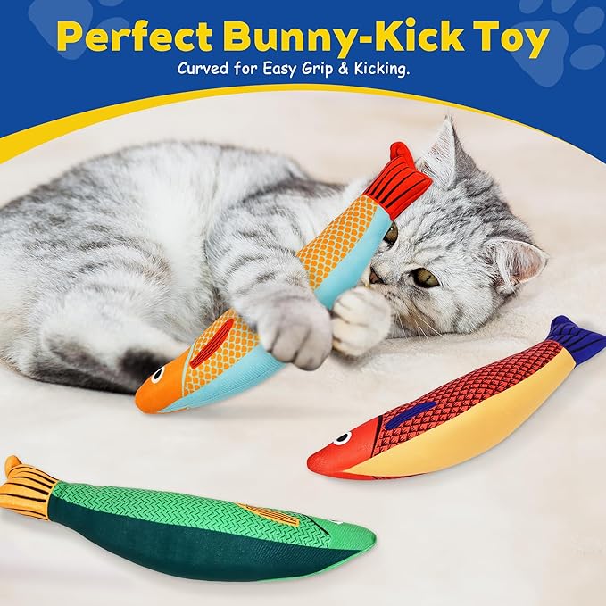 Zasle Cat Toys, Catnip Toys for Cats, Soft and Durable with Rattle Sound, Interactive Kitten Toys for Indoor Cats, Cat Chew Toy for All Breeds (3 Pack, Saury)