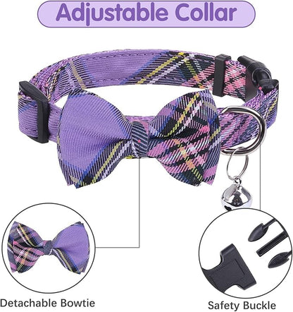 BINGPET Dog Harness Collar Leash Set,Adjustable No Pull Escape Proof Small Dog Harness,Classic Plaid Puppy Harness and Leash Set for Small Medium Large Dogs Training Easy Walk Running(Purple,S)