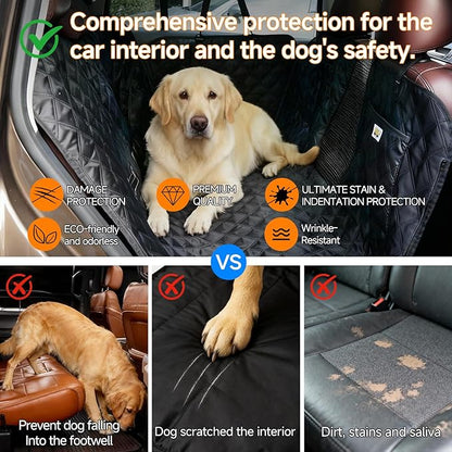 PETTALK Deluxe Dual Side Dog Car Seat Cover for Back Seat, Waterproof, Reversible Large Dog Car Seat Hammock, Back Seat Pet Cover for Dogs/Cats, Car Seat Protector, for Cars SUVs Trucks,All Seasons