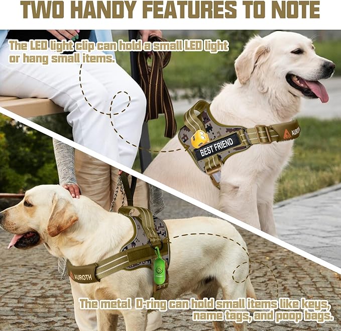 AUROTH Dog Harness and Leash Set, Soft Padded No Pull Dog Harness with 5.25FT Dog Leash, No Choke, Easy On Pet Vest, Adjustable Reflective Dog Vest Small Sized Dog, Easy Walking and Training