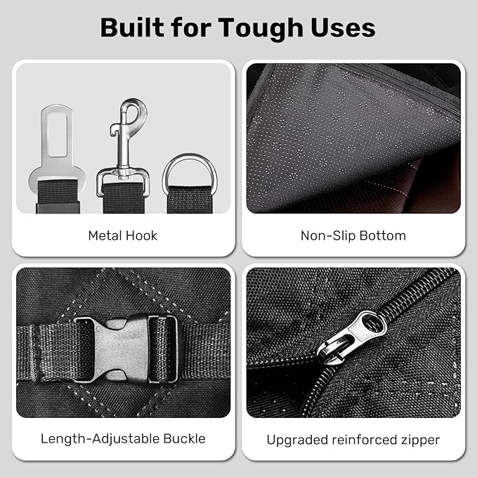 Zanch Heavy-Duty Dog Truck Seat Cover, Flat Solid Back Seat Extender for Multi Large Dogs, Hard-Base Supports 450 lb, Waterproof Hammock Protector, XL for Full-Size Crew Cab Trucks & SUVs, Orange