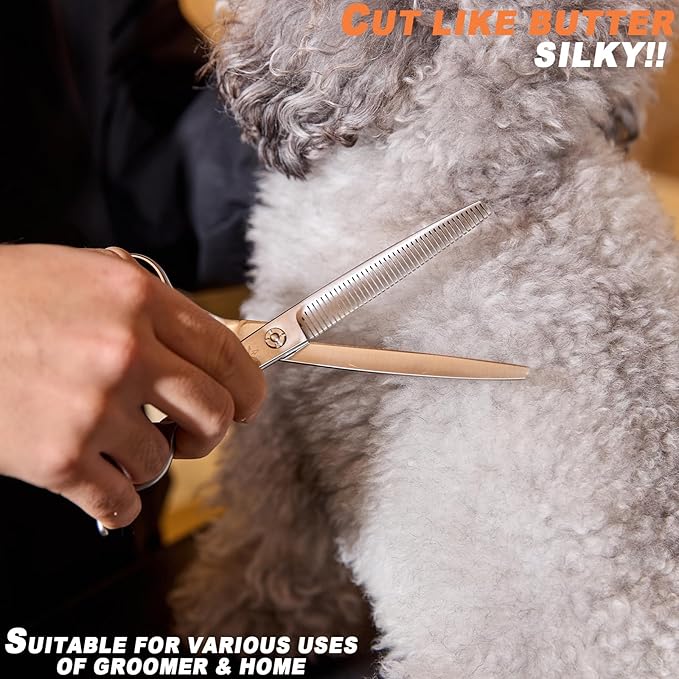 High-end Professional Dog Grooming Thinning Scissors Teeth Cutting Blending Shears Pet Texturizing Shears 7 Inch Extremely Very Sharp Stainless Steel Alloy For Cat Other Animals Groomer