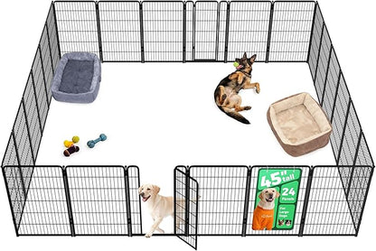 FXW Homeplus Unleashed Indoor Dog Playpen - Stress-Free and Safe Play, Heavy Duty 45 Inch 24 Panels Dog Pen for Medium and Large Dogs, Black│Patented