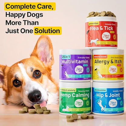 ZOOMEZEN Flea and Tick Prevention for Dogs Chewable – Natural Flea Pills for Dogs, All Breeds & Ages, Chicken Flavor – Dog Flea and Tick Treatment Chewable Supplement – 1 Pack, 170 Count, Made in USA