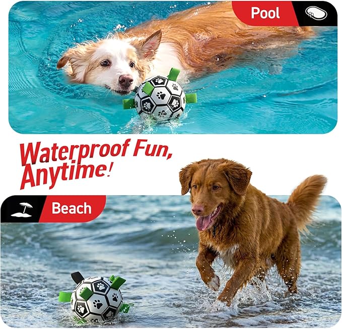 QDAN Dog Toys Dog Balls, World Cup Dog Soccer Ball with Straps, Dog Birthday, Herding Ball, Durable Balls for Small Medium Pet, Puppy Outdoor Toy (6 Inch)