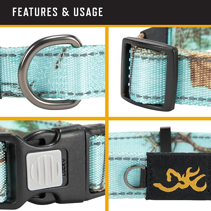 Browning Classic Webbing Collar Realtree Seaglass Small Teal