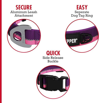Tuff Pupper Heavy Duty Dog Collar | Tough Dogs Collar | Reflective Collars with Aluminum D-Ring Leash Clip | Separate ID Tag Attachment Keeps Engraved Dog Tags Quiet | Easy Sizing for All Breeds
