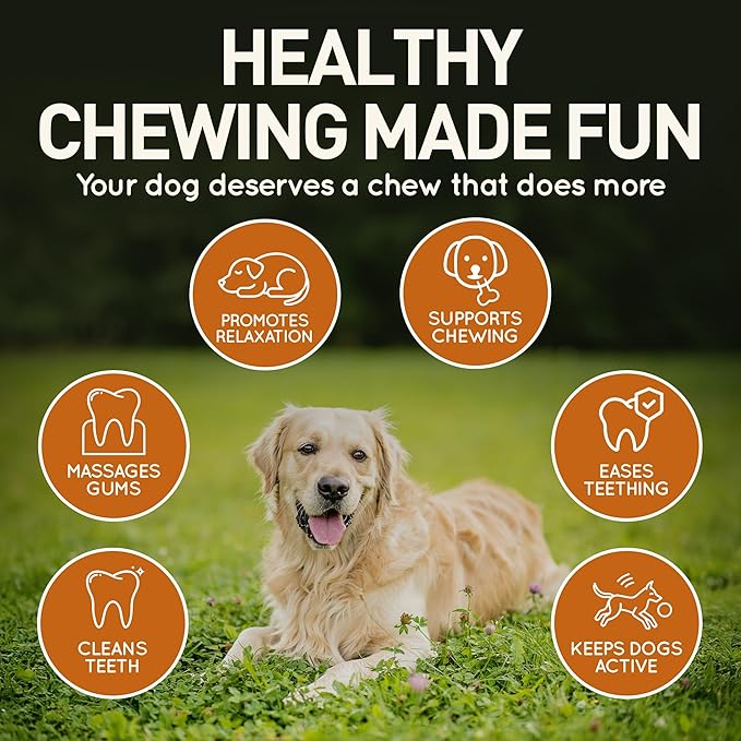 Wildfang® Leather Dog Toy, Medium – Soft Dog Chew Toys for Gentle Chewers, Puppies, Senior or Older Dogs with Sensitive Teeth – Non-Toxic, Stuffless, 5mm Leather Dog Bone for Dogs 22–33 lbs, Pack of 1