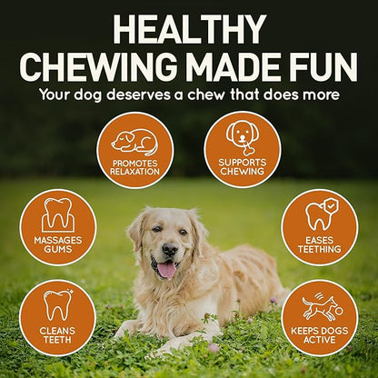 Wildfang® Leather Dog Toy, Medium – Soft Dog Chew Toys for Gentle Chewers, Puppies, Senior or Older Dogs with Sensitive Teeth – Non-Toxic, Stuffless, 5mm Leather Dog Bone for Dogs 22–33 lbs, Pack of 1