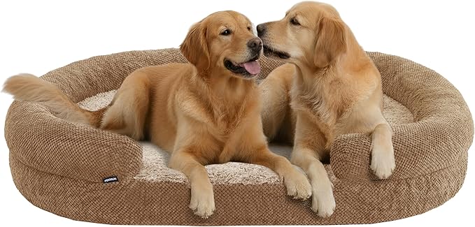 Miorun Bolster Dog Bed, Extra Thick 4.7 Inch Large Orthopedic Dog Bed with Memory Foam, Pet Couch Bed with Supportive Structure, Removable Washable Cover, Durable and Stylish Dog Bed for Large Dogs