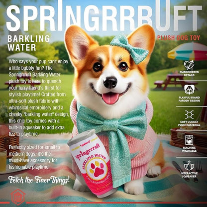 Chomp Haus Springrrruft Barkling Water – Luxurious Plush Dog Toy with Squeaker, Premium Fabric, Embroidered Details, Designer-Inspired Chew Toy, Fun Gift for Small to Medium Dogs & Dog Lovers