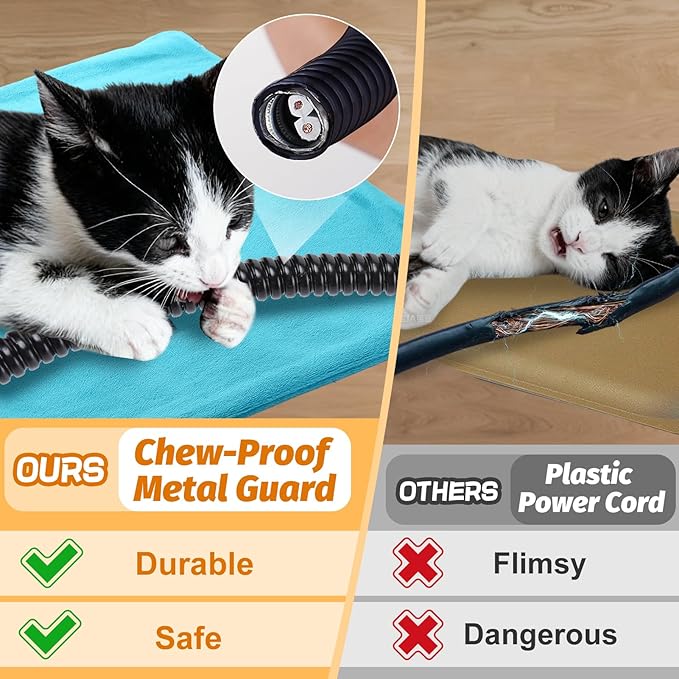 ANPHSIN Pet Heating Pad for Small Cat Dog - 12" x 15.7" 6-Level Heat Settings Heated Pad with Anti Chew Cord, Warmer Mat for Chicks Bunny Rabbits