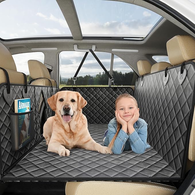 CarChic Back Seat Extender for Dogs, Non-Slip Dog Car Seat Cover for Back Seat with Hard Bottom, Durable Pet Car Backseat Cover, Waterproof Dog Hammock for Car SUV Truck