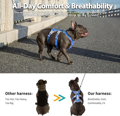 Huntboo Escape Proof Harness - No Slip Dog Harness, Fully Reflective with Handle, Breathable, Durable, Adjustable Vest for Medium Dogs Walking, Training, and Running Gear (Sea Blue, M)