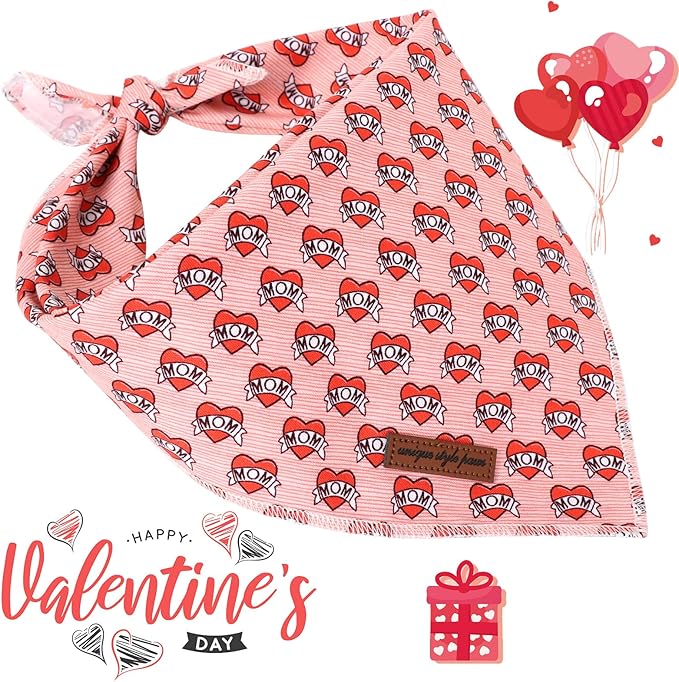 Unique Style Paws Valentiene's Day Dog Bandana Heart Print Cotton Dog Bandanas Bandana for Small Medium Large Dogs New