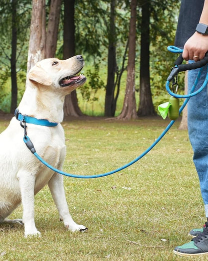 Dynmeow Reflective Dog Collar and Leash Set, 6FT Strong Climbing Rope Leash with Padded Handle, Adjustable Pet Collar with Soft Neoprene Padding for Medium Large Dogs, Blue, M