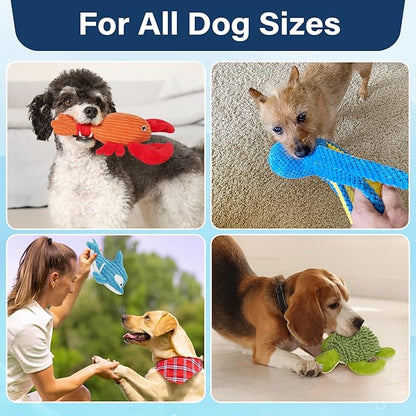 Prime Pets Dog Toys, 5 Pack, Plush Crinkle Squeaky Dog Toys, Durable Stuffed Pet Toy for Small Medium Large Breeds, Puppy Chew Toy, Dog Birthday Gifts