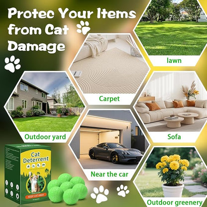 DOBYONE Cat Deterrent Outdoor & Indoor,10Pack Natural Cat Repellent Essential Oils Ball Anti Cat Scratch for Furniture, Keep Cats Off Yard Garden Lawn Plants Trash Can,Keep Cats Away (5)