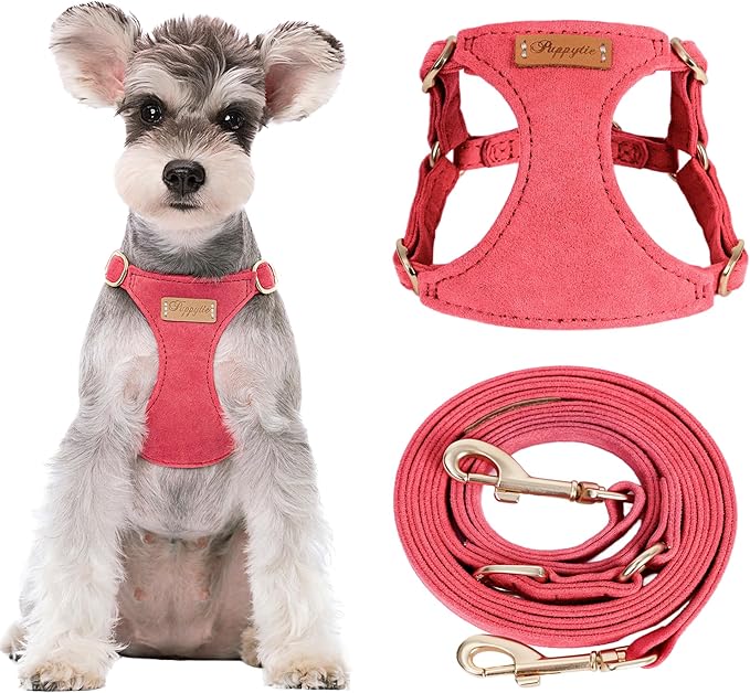 Puppytie No Pull Dog Harness with Multifunction Dog Leash,Soft Adjustable No Choke Escape Proof Pet Harness Vest for Medium Dogs or Large Dogs,red-Camellia,M