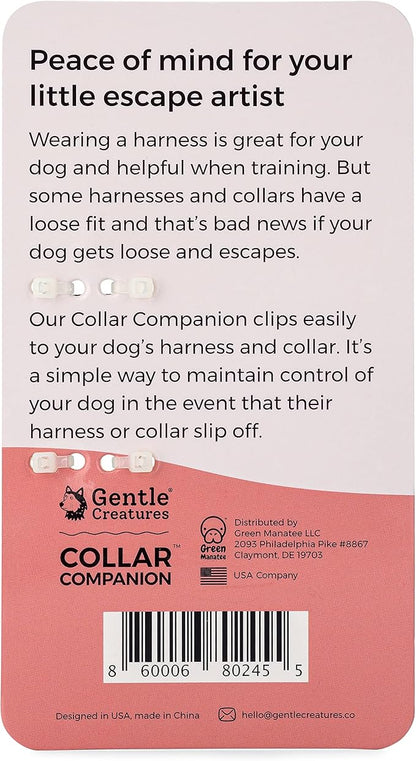 Gentle Creatures Collar Companion - Mini - Small Dogs Collar Backup Clip for Dog Harness, Prong, Pinch Collars, Gentle Lead - Double Ended Backup Clasp - Harness to Collar Safety Clip