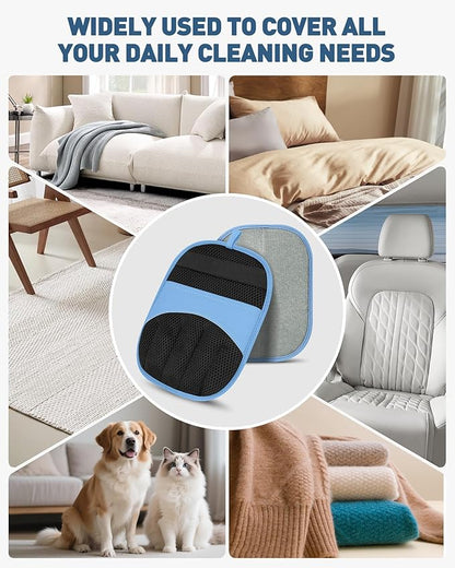 Magic Brush Glove Pet Hair - 2 Pack Electrostatic Grooming Removal Gloves for Dogs and Cats, The Magic Brush Pure Path Yomi Pet Grooming Needs, Fur Remover for Furniture, Clothes, Car Seats (Blue)