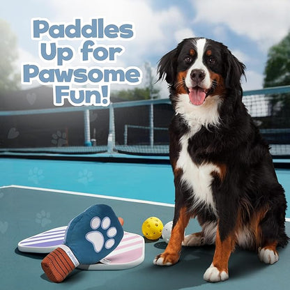 PUPROAR Pickleball Dog Toy – Valentines Day& Birthday Dog Toy Present & Pickleball Gift, Plush Pickle Ball Paddle with Interactive Squeaker & Crinkle, Funny Puppy Gift