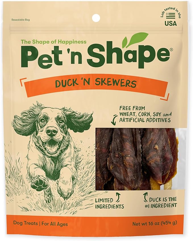 Pet 'n Shape Chik 'n Skewers – Duck Wrapped Rawhide Chew Dog Treats - 1 Pound