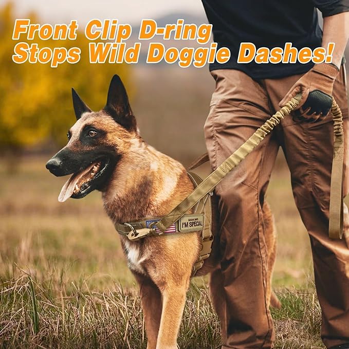 Forestpaw No Pull Dog Harness with Large Handle,Slip on Reflective Vest with Quick Release Buckle,Comfortable Flannel Lining for Medium Large Dogs Walking Training (Includes 3 Patches),Brown M