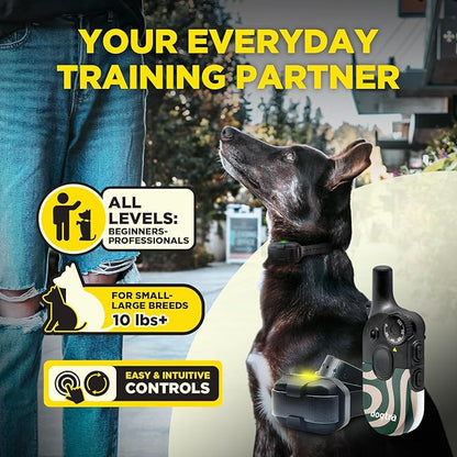 Dogtra 200iQ Remote Training E Collar – 100 Levels, Tone, Vibration, 1/2 Mile Range – Compact, Waterproof, One-Handed Control for Dogs 10 lbs+ – Lightweight Design for Daily Training – Cafe Swirl