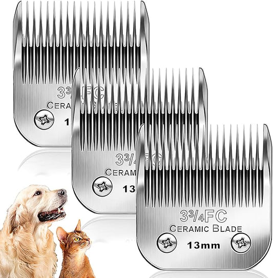 Dog Grooming Replacement Blades Compatible with Andis Dog Clipper, Dog Clipper Blades Compatible with Oster A5,Wahl KM-10 Series Dog Clipper,3FC Blades (13mm)