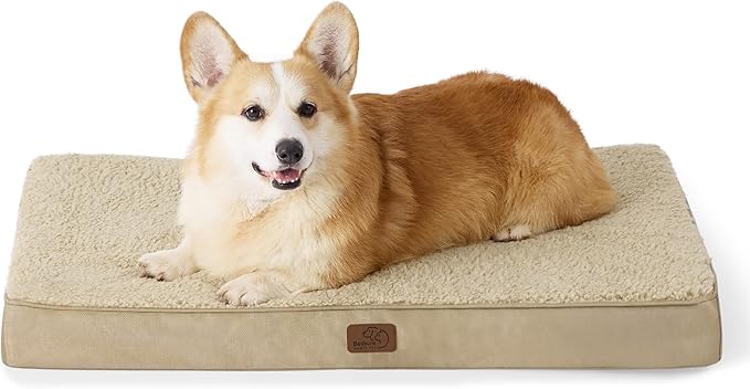 Bedsure Large Dog Bed for Crate - Comfy Flat Pet Beds with Removable Washable Cover, Orthopedic Egg Crate Foam Crate Mat, Suitable for Pet Up to 50 lbs