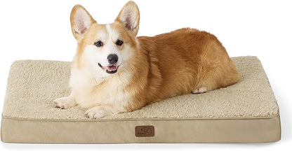 Bedsure Large Dog Bed for Crate - Comfy Flat Pet Beds with Removable Washable Cover, Orthopedic Egg Crate Foam Crate Mat, Suitable for Pet Up to 50 lbs