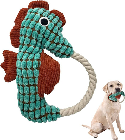 Plush Wrinkled Squeaky Dog Toy,2-Pack The Best Durable Teething Puppy Rope Chew Toy Keeps Them Busy Playing Hide-and-Seek Suitable for Puppy, Medium Dogs and Large Dogs (Blue)