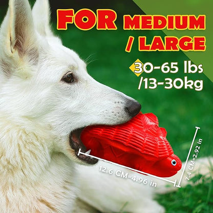 Indestructible All-Rubber Squeaky Dog Toy for Aggressive Chewers, Tough Durable Chew Toy for Medium & Large Breeds, Safe One-Piece Turtle Design, Teeth Cleaning & Boredom Relief