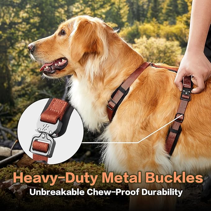 PawsPassion Dog Harness for X-Large Dogs, No Pull Dog Harness Easy Walk with Metal Hardware, Ergonomic Y-Shaped Design, Soft Padding, Padded Handle, Durable High-Tensile Nylon (Canyon Red, XL)