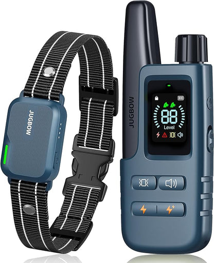 Jugbow Dog Shock Collar - 4200FT Dog Training Collar with Remote IPX7 Waterproof Electric Collar with 4 Training Modes, Security Lock, Rechargeable e-Collar for All Breeds, Sizes Cyan Blue