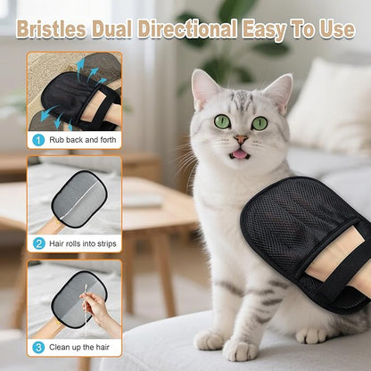 3PCS Pet Hair Removal Glove for Cats & Dogs, Upgraded Five-Finger Electrostatic Pet Hair Remover Glove, Reusable Magic Brush Pet Hair Removal Tool for Laundry, Couch, Carpet & Car Seat (black 3pcs)
