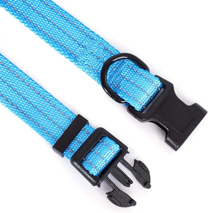 Mile High Life Dog Collar | Nylon Reflective Dog Collars | Light Weight Puppy Collars | Dark Blue Dog Collars for Medium Dogs (Dark Blue, Medium)