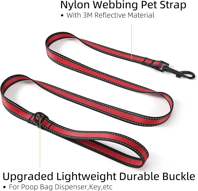 Mile High Life Reflective Dog Collar & Leash - Adjustable (Red, Large Pack of 2)
