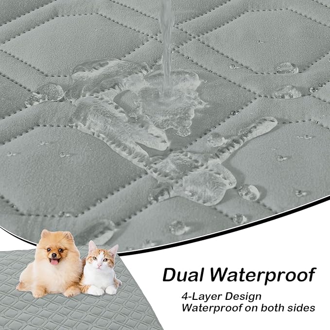 hyha Waterproof Dog Bed Blanket, Soft Pet Blankets, Waterproof Couch Cover for Dogs, Reversible Sofa Covers Washable for Furniture (82x102 Inch, Grey/Light Grey)