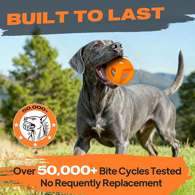 Fida Natural Rubber Dog Balls for Aggressive Chewers, Durable Dog Chew Toys for Large Dogs, Interactive Fetch & Tug of War Toys for Medium Large Breed Non-Toxic Dish Washable,4.5 * 4.5"