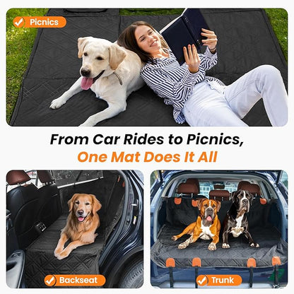 Roilpet Dog Car Seat Cover for Back Seat: Hard Bottom Back Seat Extender for Dogs - Durable Dog Hammock for Car Truck SUV - Waterproof Car Seat Protector for Dogs, Prevent Pet Falls, Easy to Install
