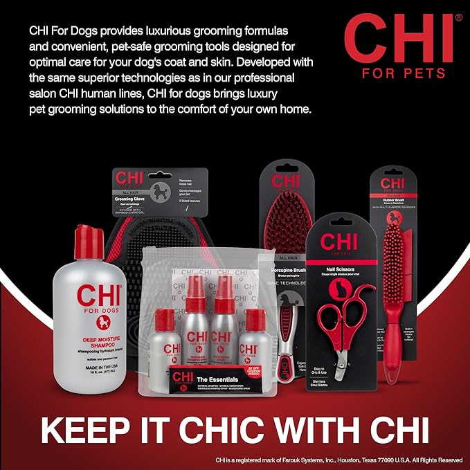 CHI for Dogs Rubber Fur Accumulator Brush - Multi-Use Dog Grooming Tool for Loose Hair and Lint - Effective Fur and Lint Remover for Furniture, Clothing, and Car Seats - Easy to Clean