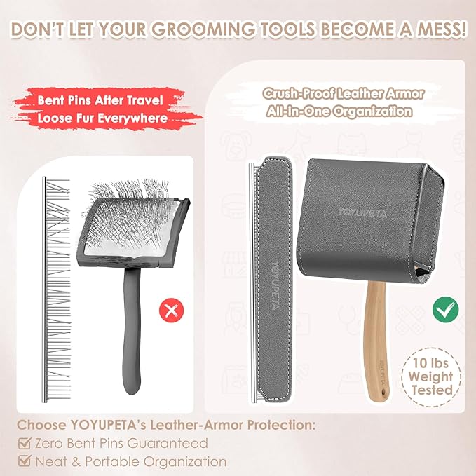 Large Slicker Brush for Dogs,Doodle Brush for Poodles, Goldendoodles, Labradoodle, Extra Long Pins for Detangling Matted Fur & Reducing Shedding, Dog Grooming Kit with Wooden Handle. Wood